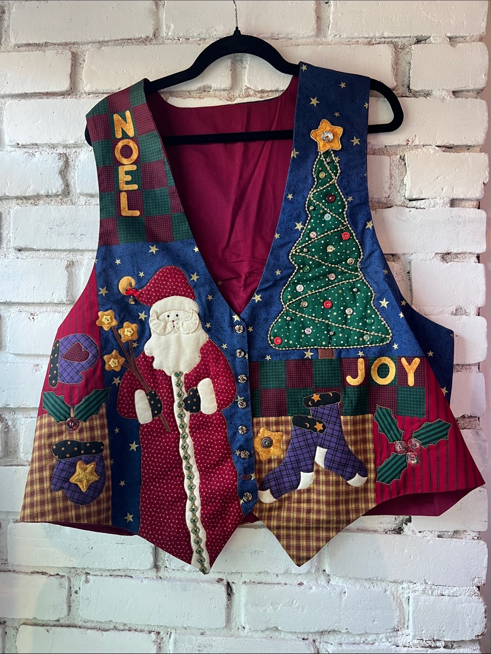 Holiday Patchwork Christmas Vest Tank Top - Red/Green